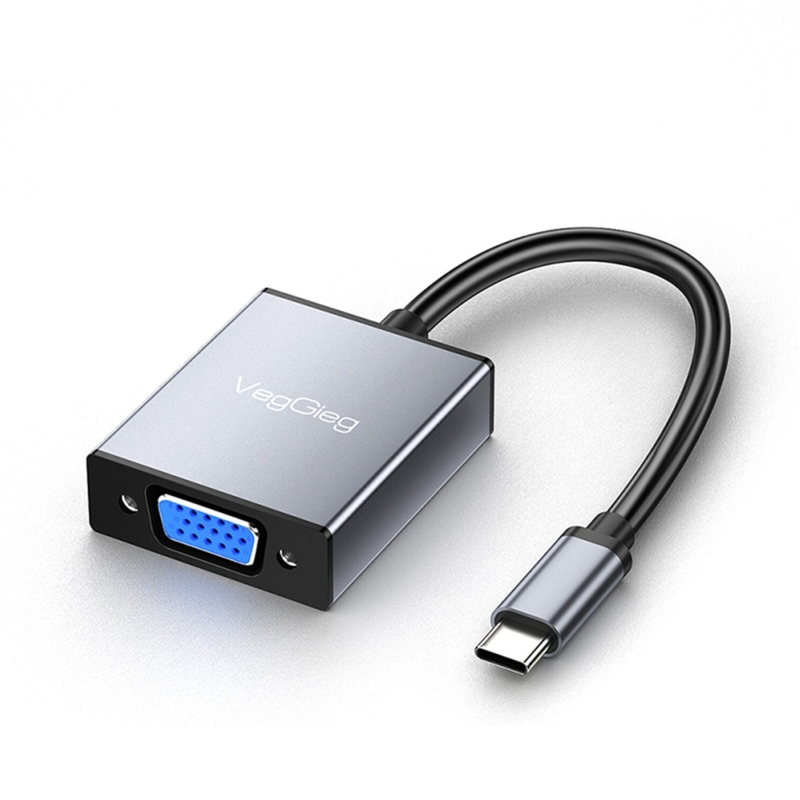 VegGieg Type-C to VGA 1080P 60Hz Çevirici Dönüştürücü Kablo Adaptör - 1