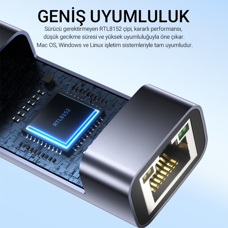 VegGieg USB 2.0 100Mbps Rj45 Lan Ethernet İnternet Çevirici Dönüştürücü - 5