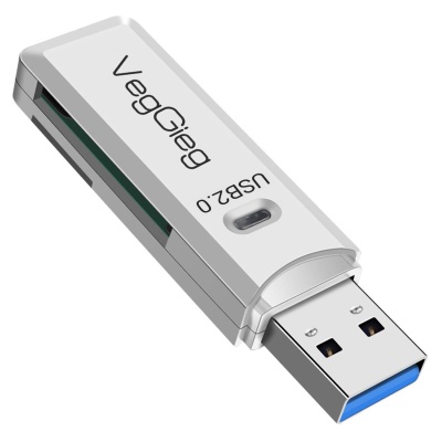 VegGieg USB 2.0 SD ve Micro SD Hafıza Kart Okuyucu Beyaz - 1