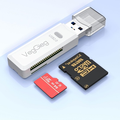 VegGieg USB 2.0 SD ve Micro SD Hafıza Kart Okuyucu Beyaz - 2