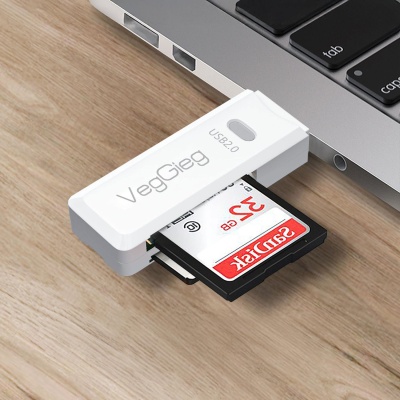 VegGieg USB 2.0 SD ve Micro SD Hafıza Kart Okuyucu Beyaz - 4