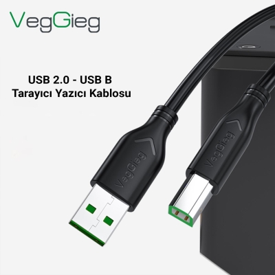 VegGieg USB B Printer Tarayıcı Yazıcı Data Kablosu 10 Metre - 3