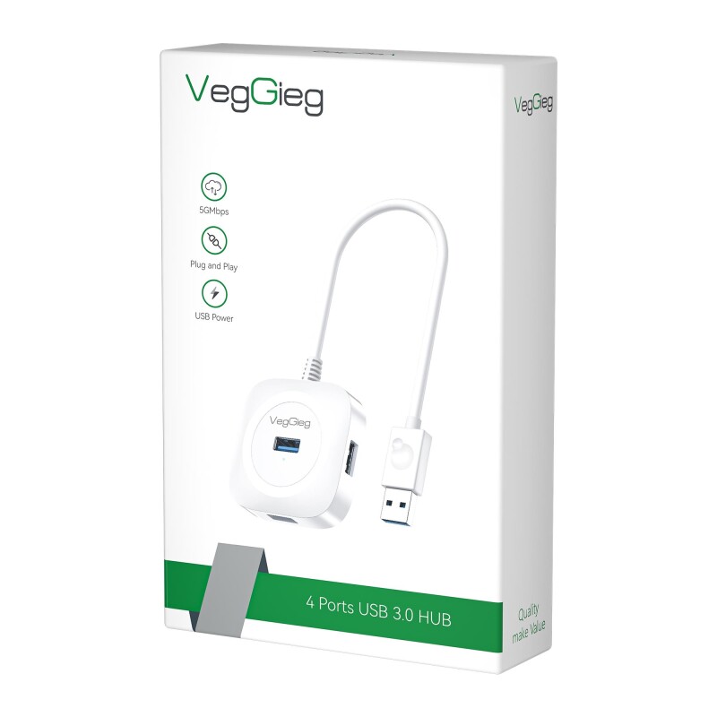 VegGieg 4 Port USB 3.0 Çoklayıcı Hub Beyaz - 1