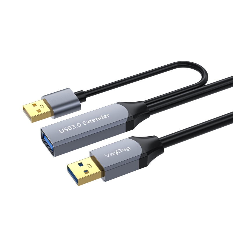 Veggieg USB 3.0 Uzatma Kablosu Sinyal Güçlendirici Extender Destekli USB-A Uzatıcı Kablo 5 Metre - 1