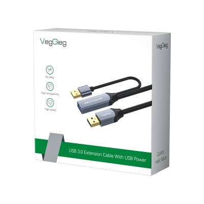 Veggieg USB 3.0 Uzatma Kablosu Sinyal Güçlendirici Extender Destekli USB-A Uzatıcı Kablo 5 Metre - 2