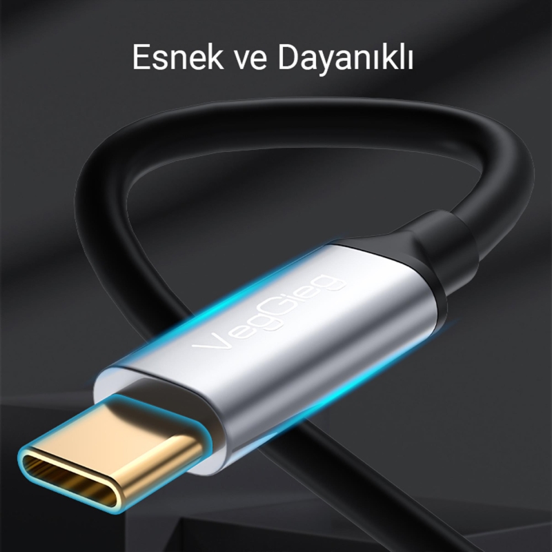 VegGieg USB Type-C to 3.5mm Aux Hi-Fi Ses Kablosu 1 Metre - 4