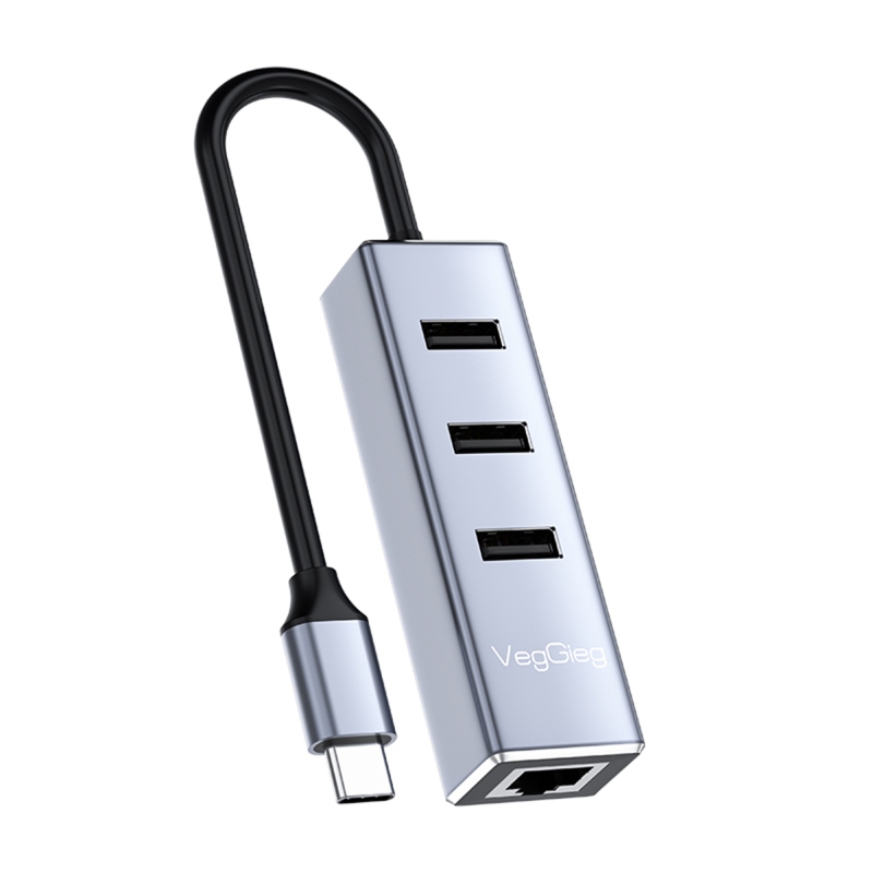 Veggieg USB Type-C to 100Mbps Ethernet Çevirici ve 3 Portlu USB Hub Çoklayıcı - 1