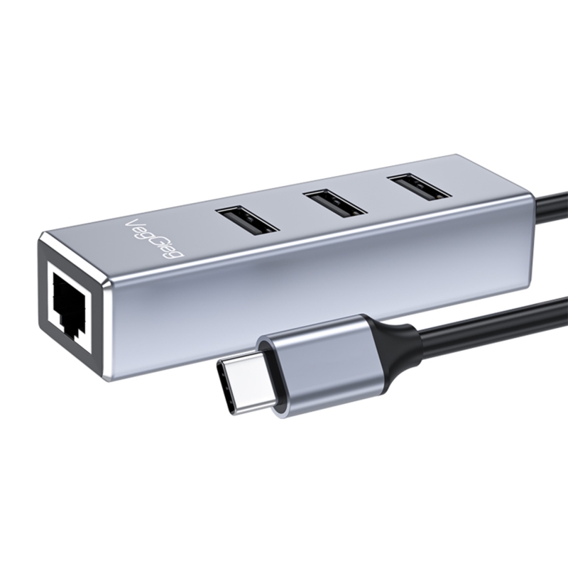 Veggieg USB Type-C to 100Mbps Ethernet Çevirici ve 3 Portlu USB Hub Çoklayıcı - 6