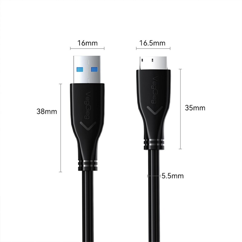 VegGieg USB 3.0 Micro B Şarj ve Data HDD Kablosu 1 Metre - 5