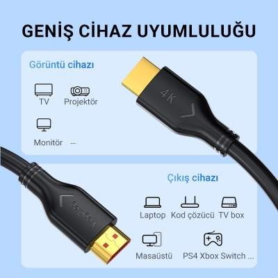 VegGieg V-H109 18Gbps HDR 4K 60Hz 3D HDMI 2.0 Kablo 5 Metre - 5
