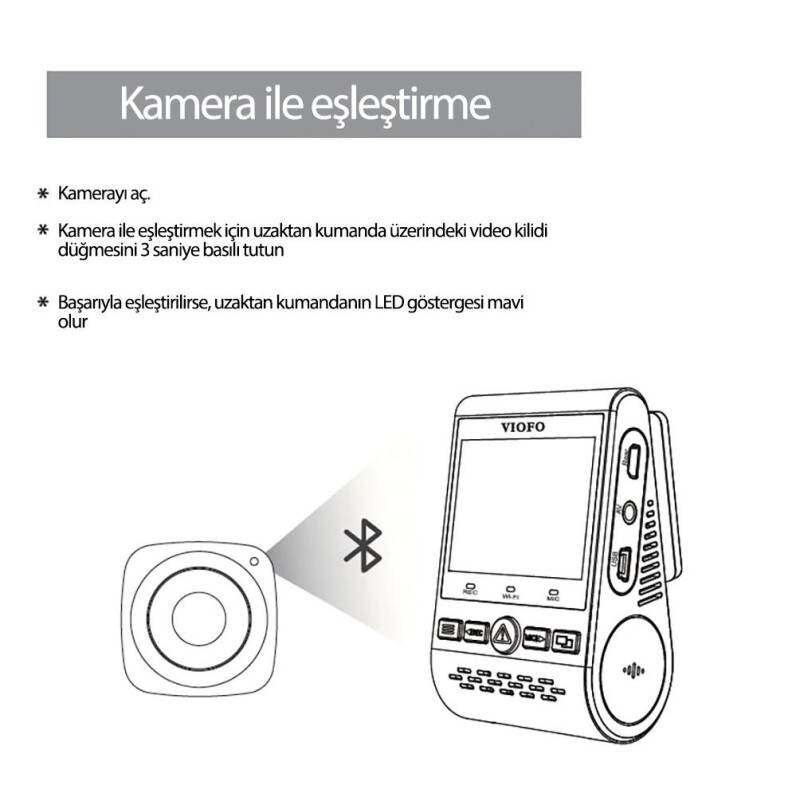 Viofo A119 / A129 / A229 / A139 / WM1 / T130 Serileri için Bluetooth Uzaktan Kumanda - 8