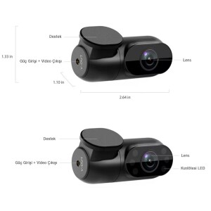 Viofo A139 3 Kameralı Ön-Arka-iç 2K 1440P 5GHz WiFi GPS'li Araç Kamerası - 7